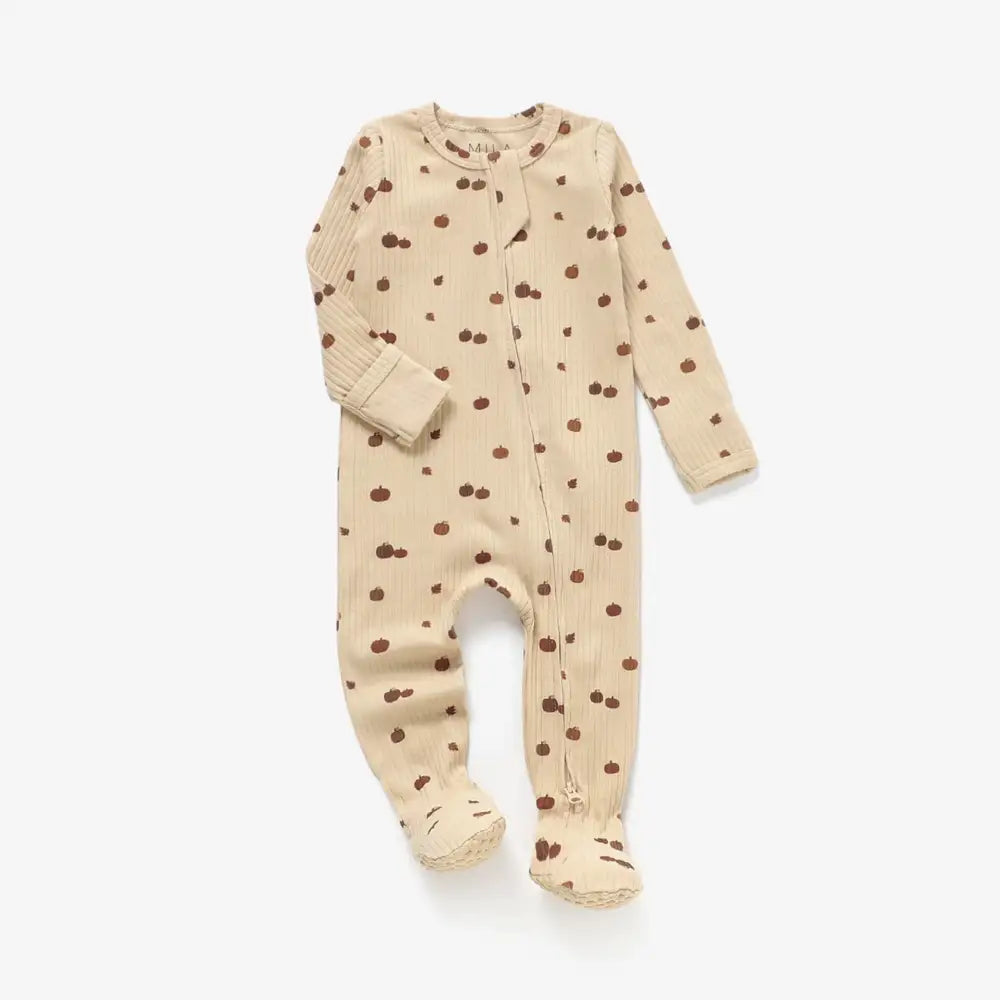 Mila & Co. Ribbed Zippered Footie - Pumpkin