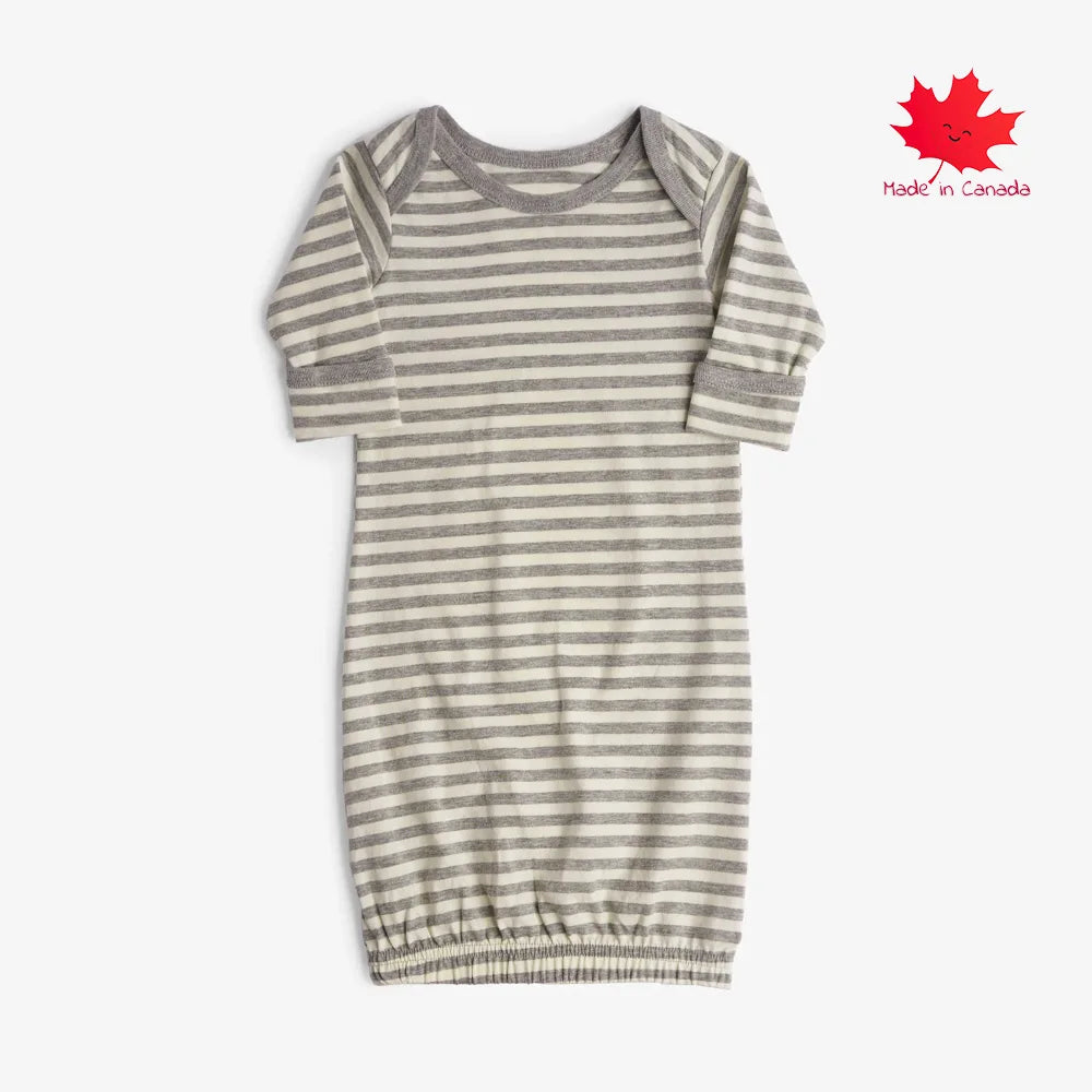 Mini Mioche Cloud Sleeper Gown - Heather Grey Stripe