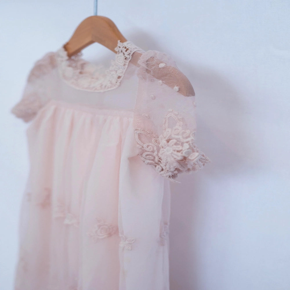 Miss Rose Sister Violet Heirloom Cherub Lace Dress - Ballerina Pink