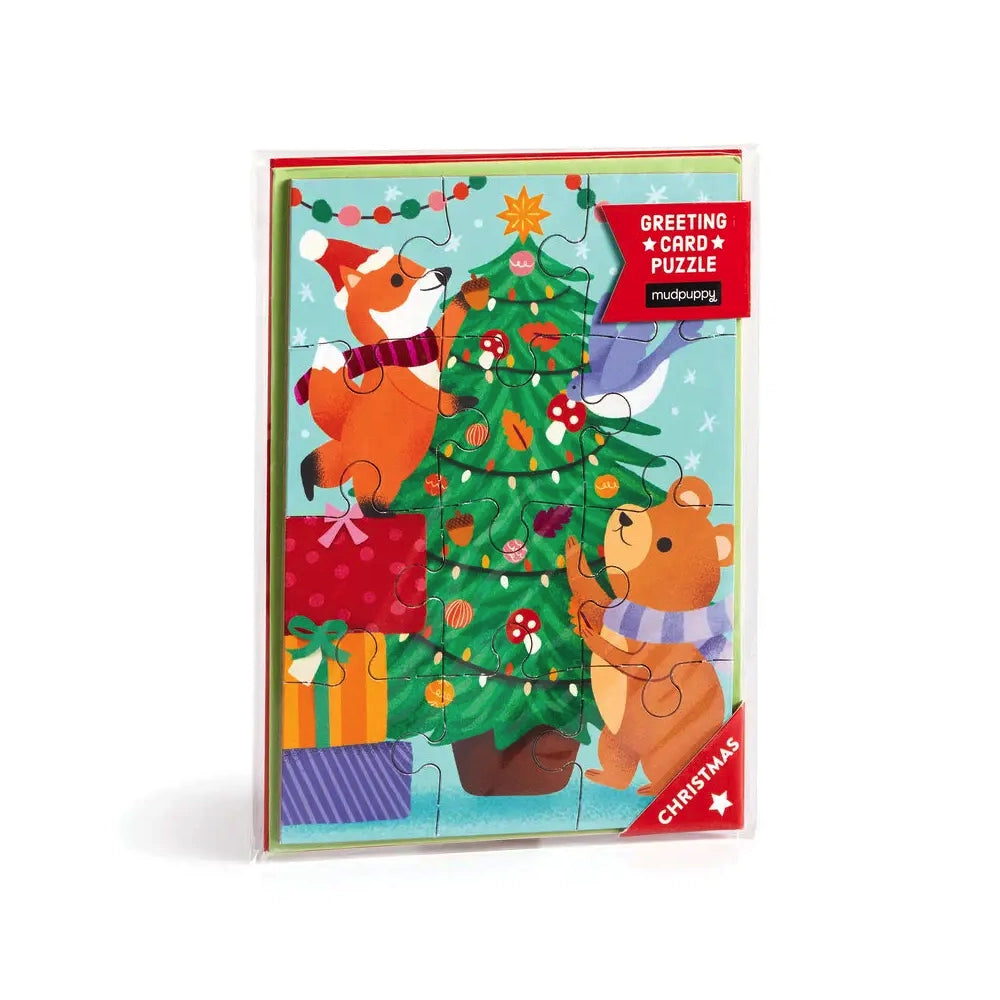 Mudpuppy Christmas Critters Greeting Card Puzzle