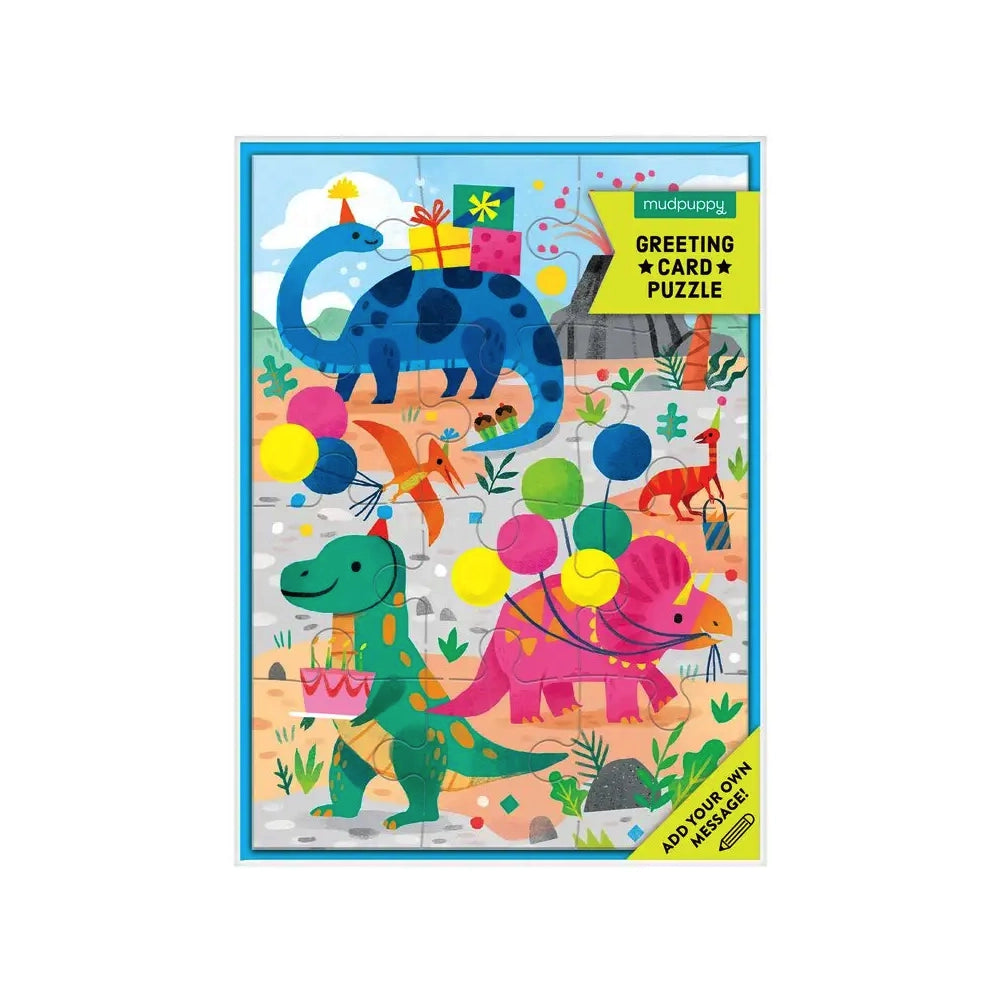 Mudpuppy Dino Party Greeting Card Puzzle