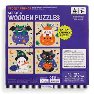 Mudpuppy Halloween Set of 4 Wood Puzzles