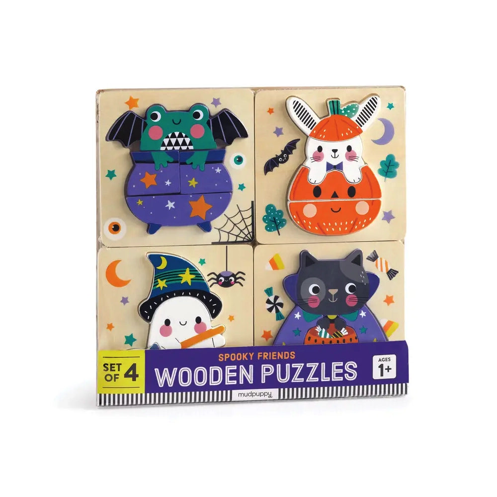 Mudpuppy Halloween Set of 4 Wood Puzzles