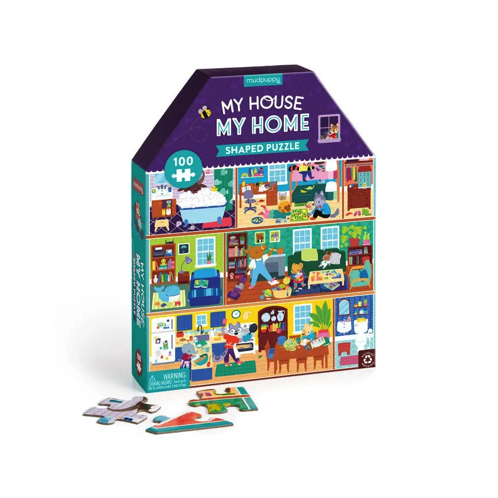 Mudpuppy My House, My Home 100 Piece House-Shaped Puzzle