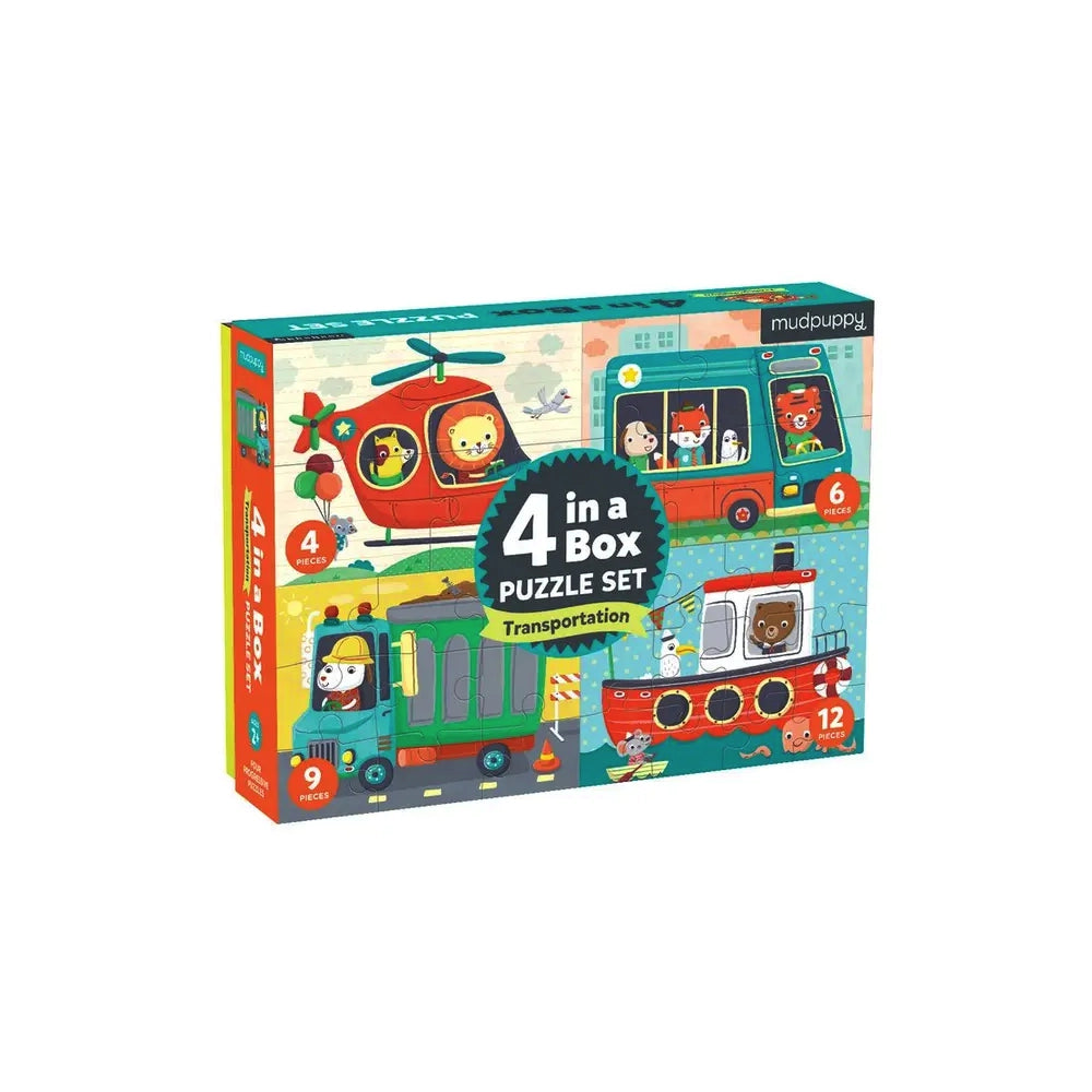 Mudpuppy Transportation 4-in-a-box Puzzle Set