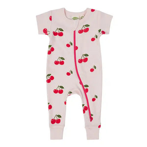 Parade Organics Signature Short Sleeve Romper - Cherries