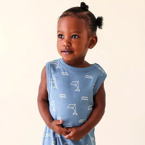 Parade Organic Tank Romper - Ocean Dolphins