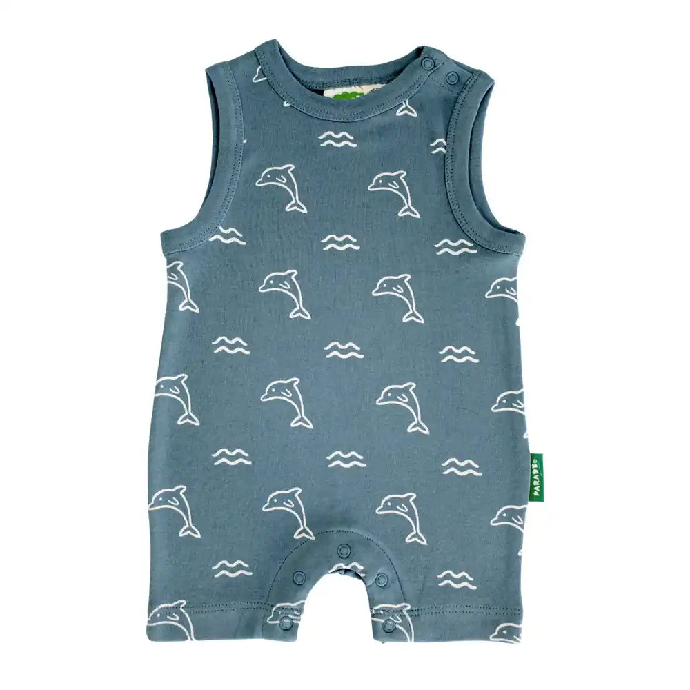 Parade Organic Tank Romper - Ocean Dolphins