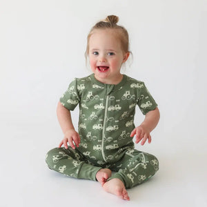 Parade Organics Signature Short Sleeve Romper - Tractors