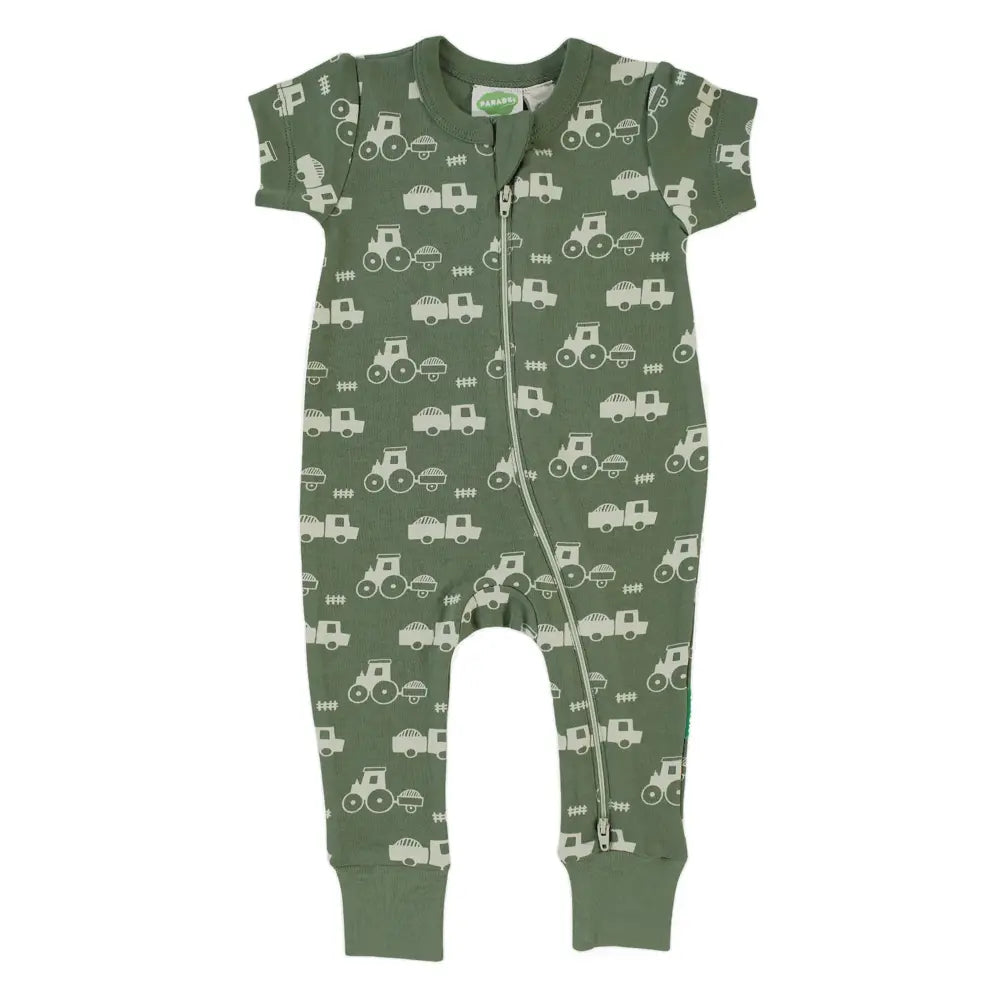 Parade Organics Signature Short Sleeve Romper - Tractors