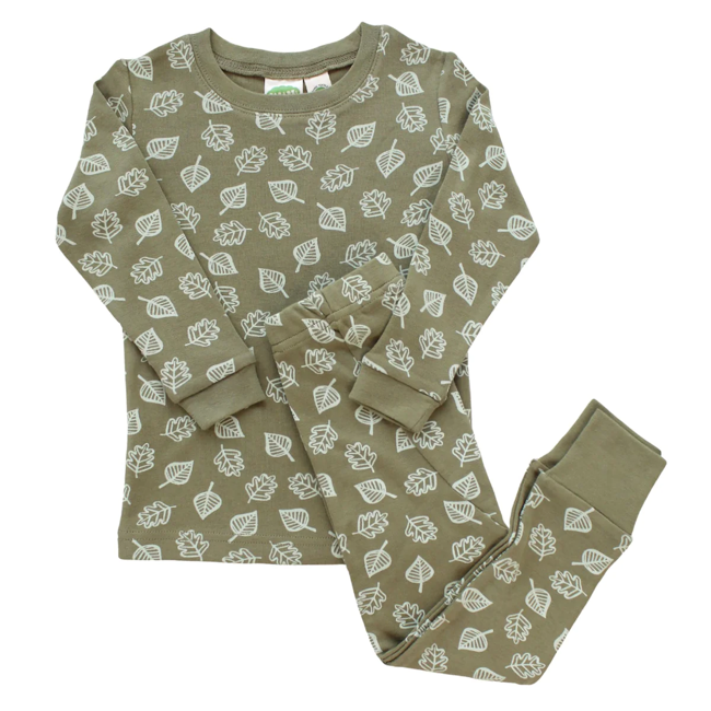 Parade Organics 2 Piece Long Sleeve Jammies - Olive Leaves