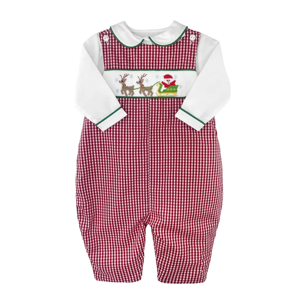 Petit Ami Hand Smocked Christmas Santa Longall