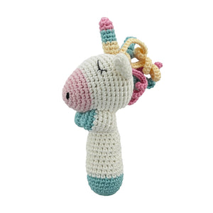 Petit Ami & Zubels Hand Crochet Stick Rattle in Unicorn
