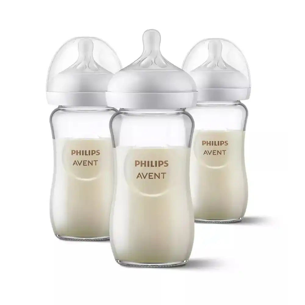 Philips Avent 8oz Glass Natural Bottle 3pk
