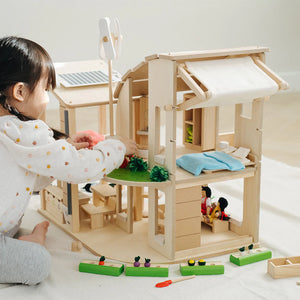 Plan Toys Green Dollhouse With Furniture