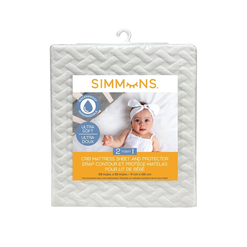 Simmons Crib Mattress Sheet & Protector Ivory