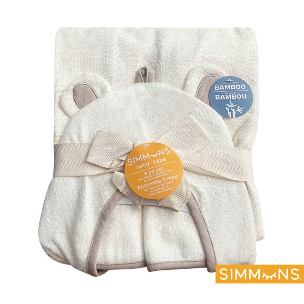 Simmons 3 pc Bath Set White with Taupe Trim