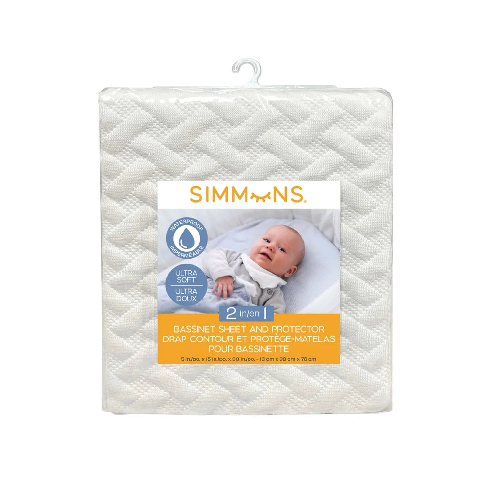 Simmons Bassinet Sheet & Protector Ivory