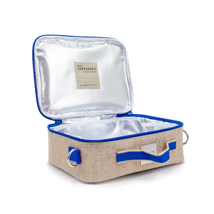 soyoung raw linen lunch box - blue dino