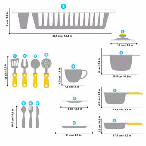 Technok 33 Piece Kitchenware Dish Drainer Playset - Grey
