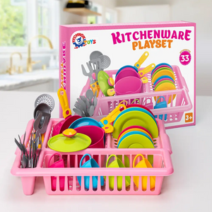Technok 33 Piece Kitchenware Dish Drainer Playset - Pink