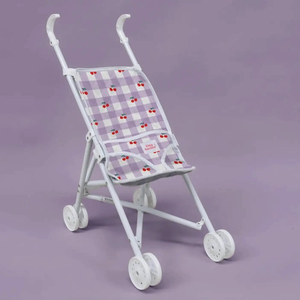 Tiny Harlow Stroller For Doll - Violet Gingham + Cherries