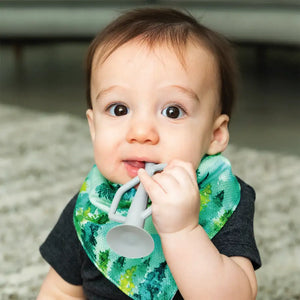 Tiny Twinkle Silicone Training Toothbrush - Olive + Grey