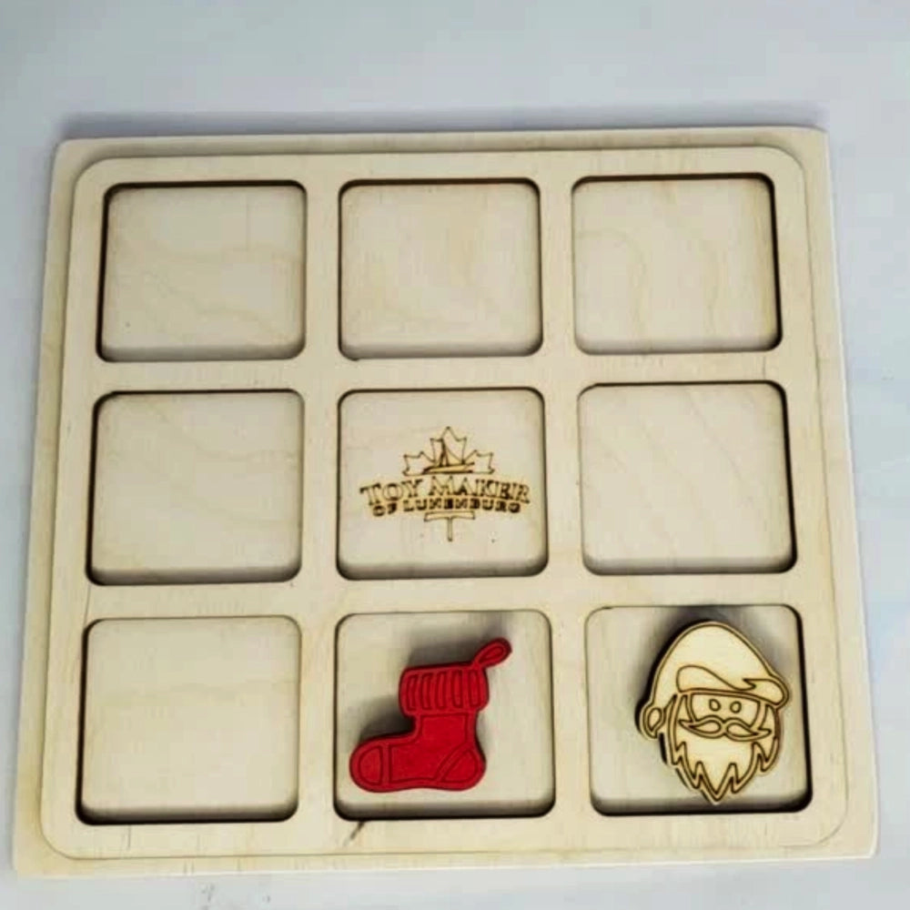 Toy Maker of Lunenburg Wooden Tic Tac Toe Game - Santa & Stocking