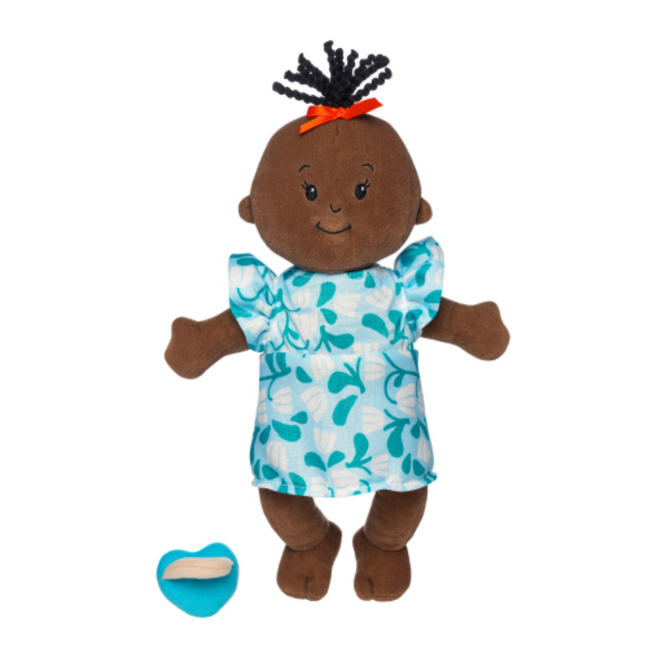 Manhattan Toy Wee Baby Stella Brown Doll with Black Wavy Hair - Turquoise Dress