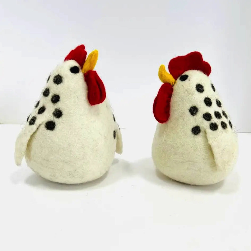 The Winding Road Toy Rooster - White with Black Spots