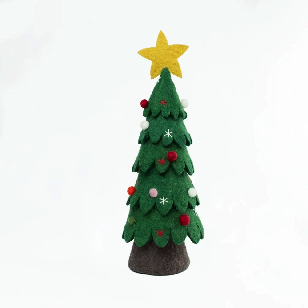 The Winding Road Christmas Tree Green with Coloured Ornaments