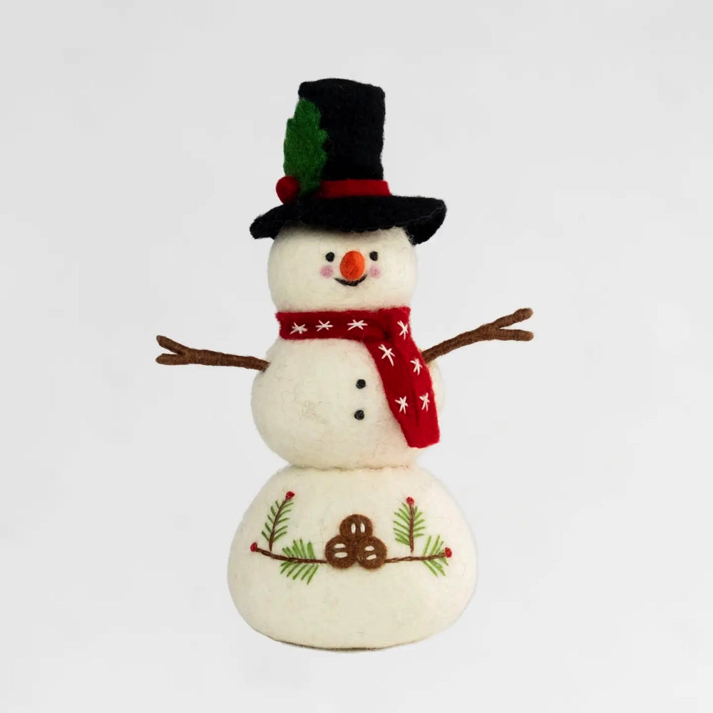 The Winding Road Snowman with Red Scarf