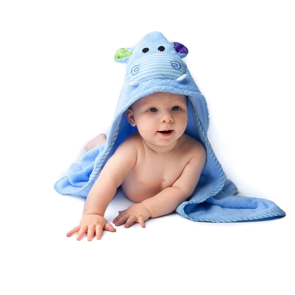 Zoocchini Baby Snow Terry Hooded Bath Towel - Hippo