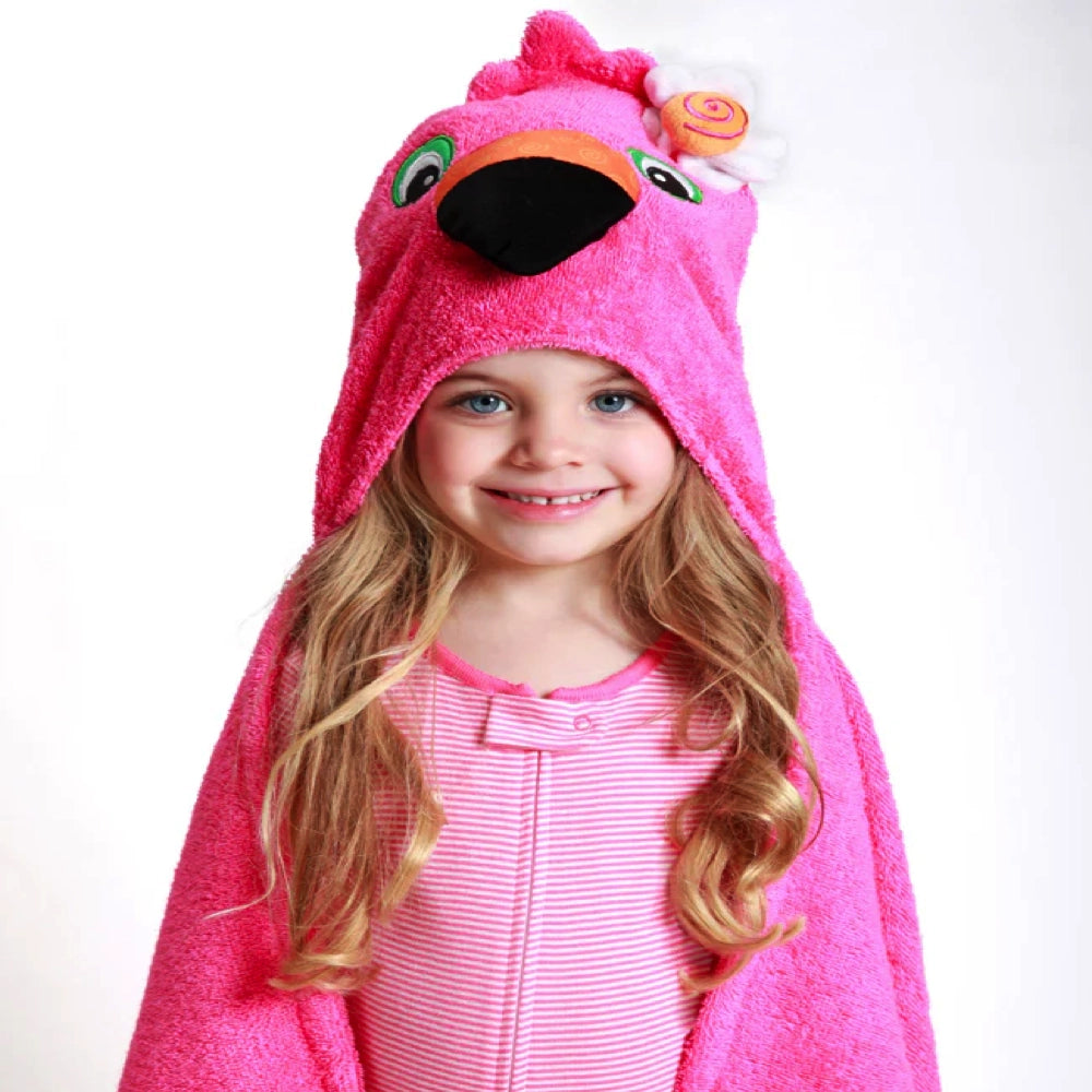 Zoocchini Kids Plush Terry Hooded Bath Towel - Flamingo