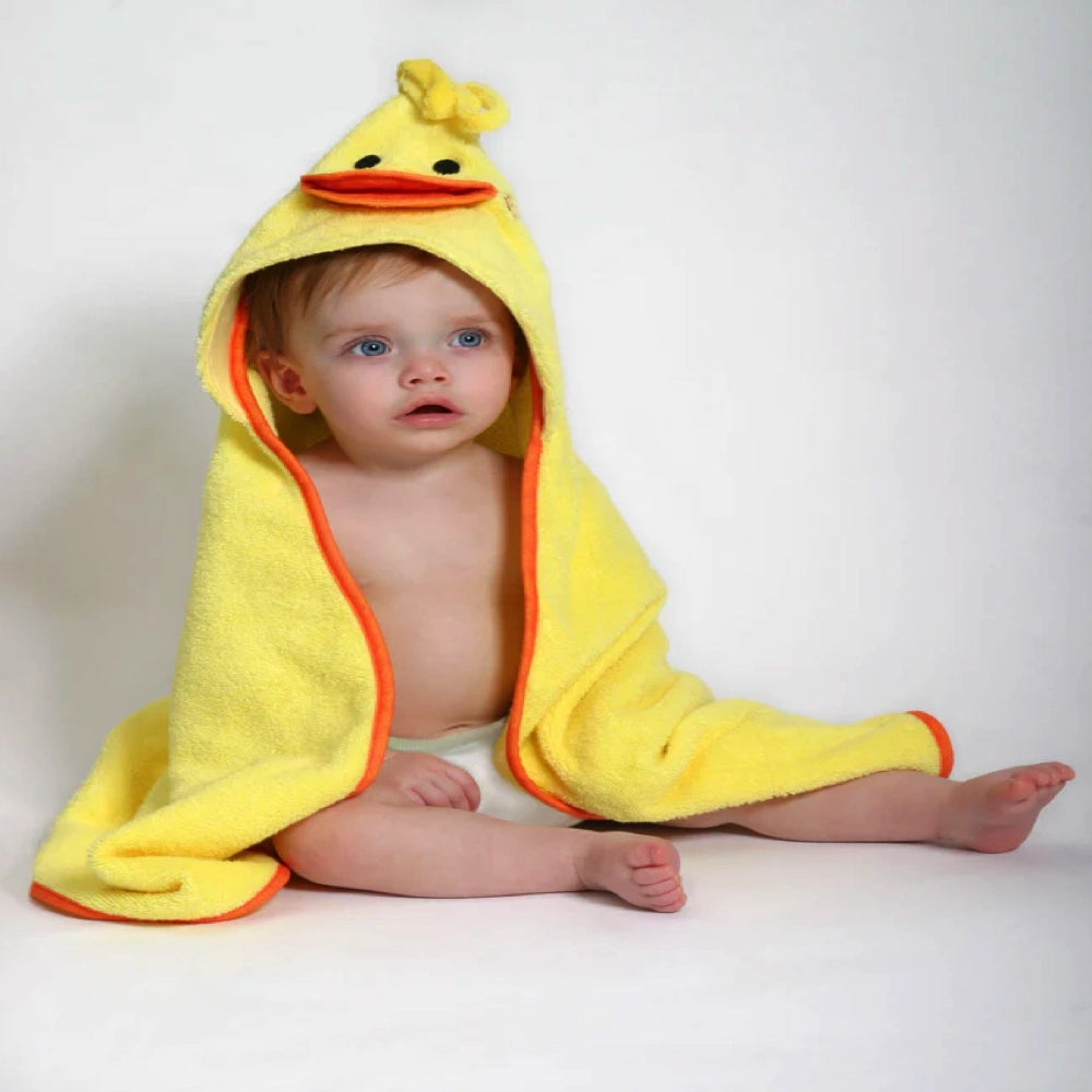 Zoocchini Baby Snow Terry Hooded Bath Towel - Puddles Duck