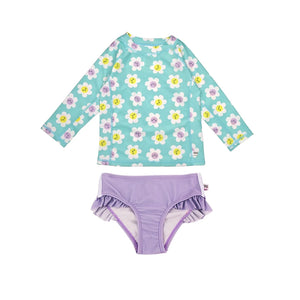 Zoocchini Rashguard Swim Top + Bikini Bottom Set - Daisy
