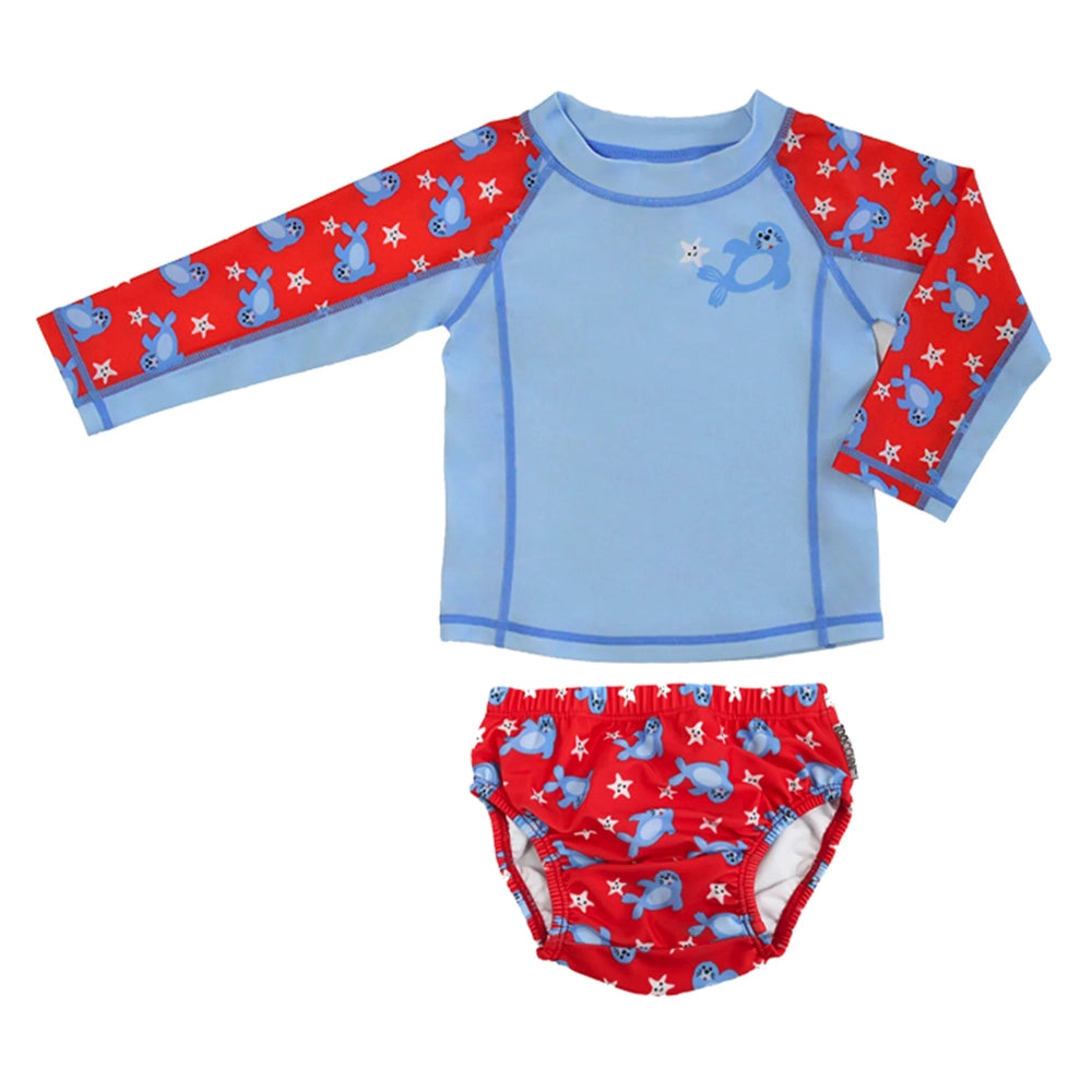 Zoocchini Rashguard Top + Swim Diaper - Seal