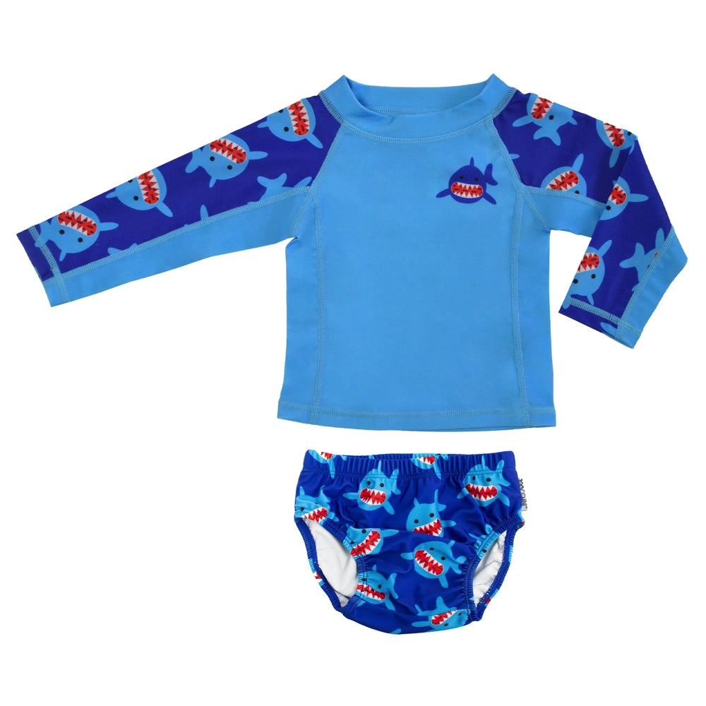 Zoocchini Rashguard Top + Swim Diaper - Shark