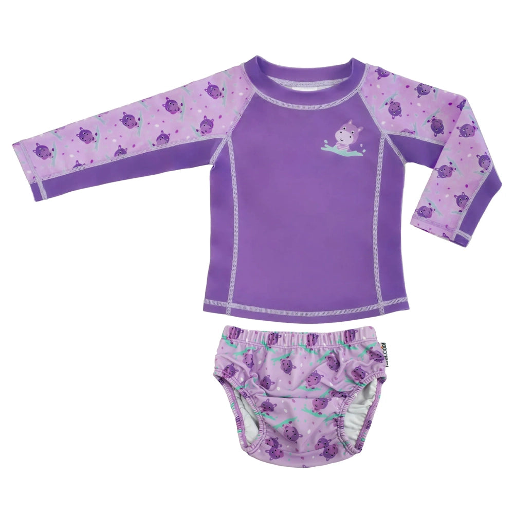 Zoocchini Rashguard Top + Swim Diaper - Hippo