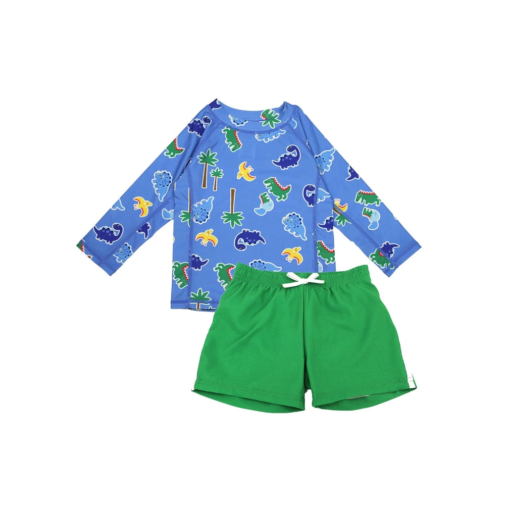 Zoocchini Rashguard Swim Top + Short Set - Dino