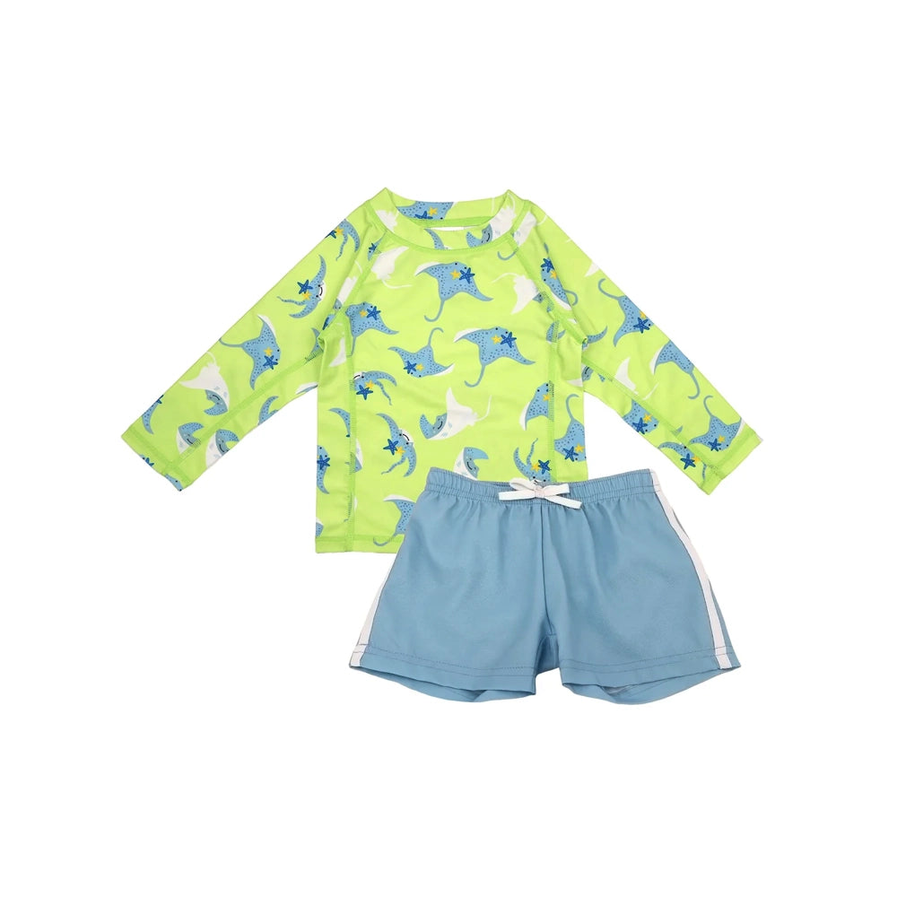 Zoocchini Rashguard Swim Top + Short Set - Stingray