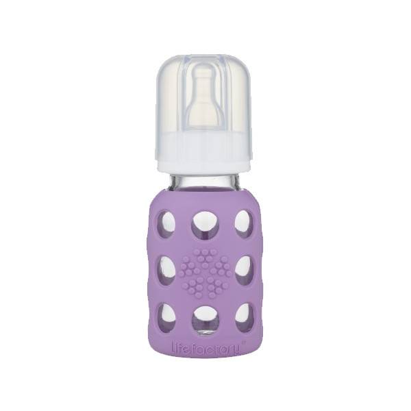 lifefactory 4 oz glass baby bottle with silicone sleeve - lavender