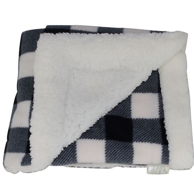 Cosy Care Fleece/Sherpa Stroller Blanket - Black/White Check