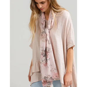 Miss Rose Sister Violet Women's Italian Cotton Floral Scarves