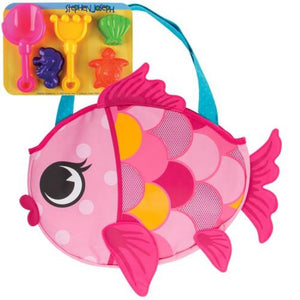 stephen joseph beach tote with sand toy play set - fish