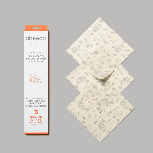 abeego beeswax food wrap - medium 3pk