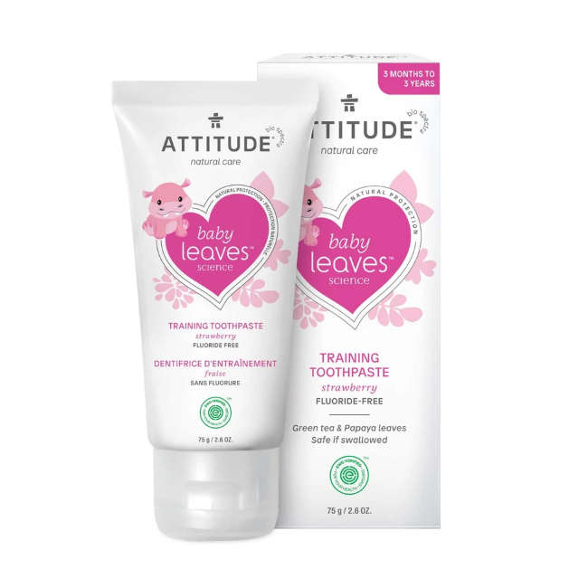 attitude baby leaves flouride free training toothpaste 75g