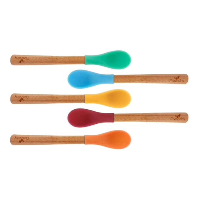 avanchy infant spoon 5pk - green/blue/red/yellow/magenta