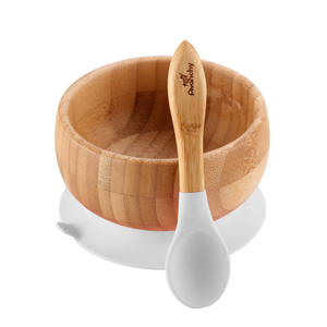 avanchy stay put baby bamboo suction bowl + spoon