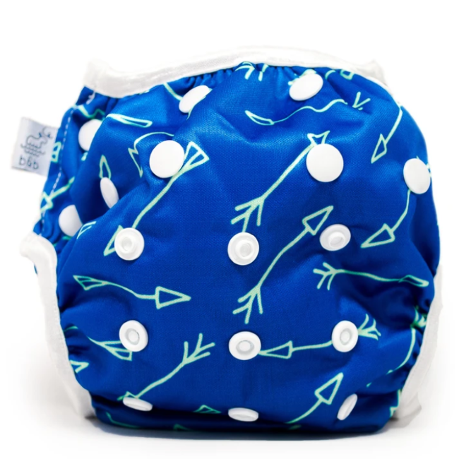 beau + belle littles baby nageuret reusable swim diaper (0-3yrs) - blue green arrows